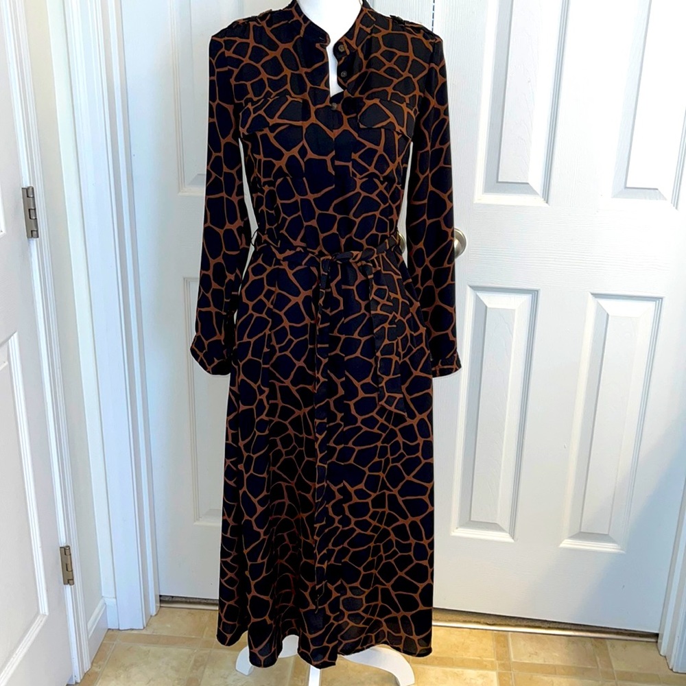 Banana Republic Print Maxi Shirt Dress in Giraffe Print